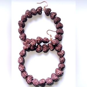 Purple Heart hoop earrings handmade stainless steel wire brand new